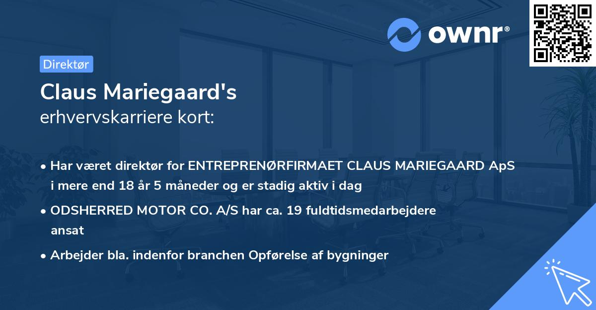 Claus Mariegaard's erhvervskarriere kort