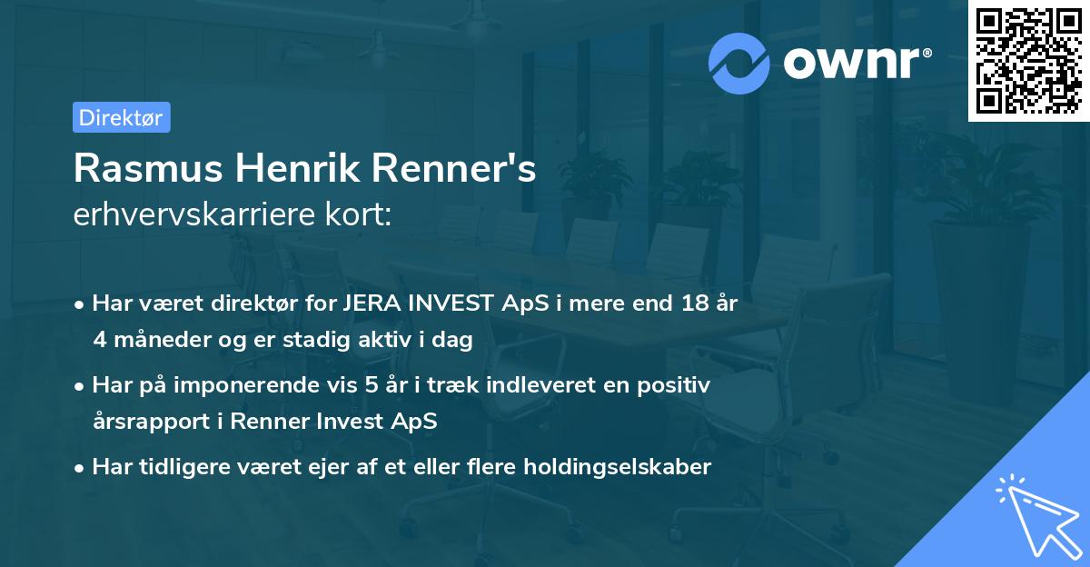 Rasmus Henrik Renner's erhvervskarriere kort