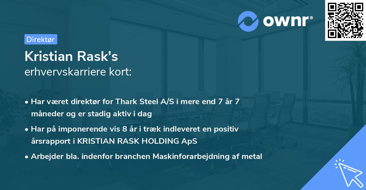 Kristian Rask's erhvervskarriere kort