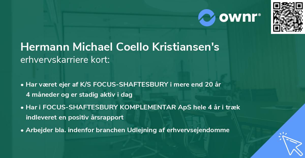 Hermann Michael Coello Kristiansen's erhvervskarriere kort