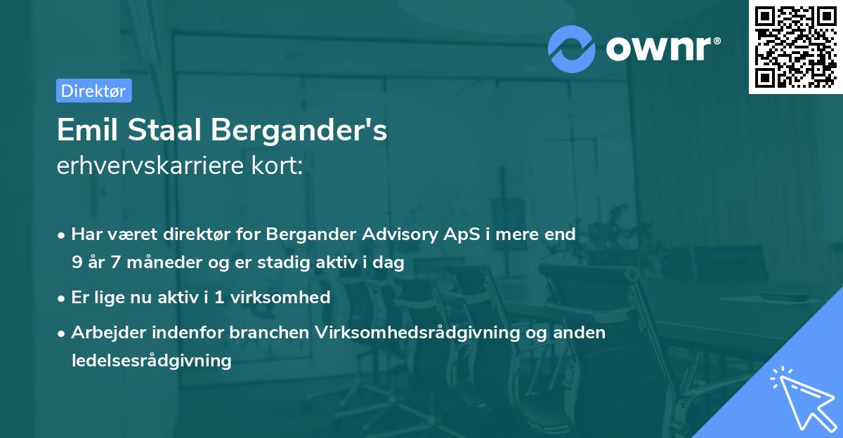 Emil Staal Bergander's erhvervskarriere kort