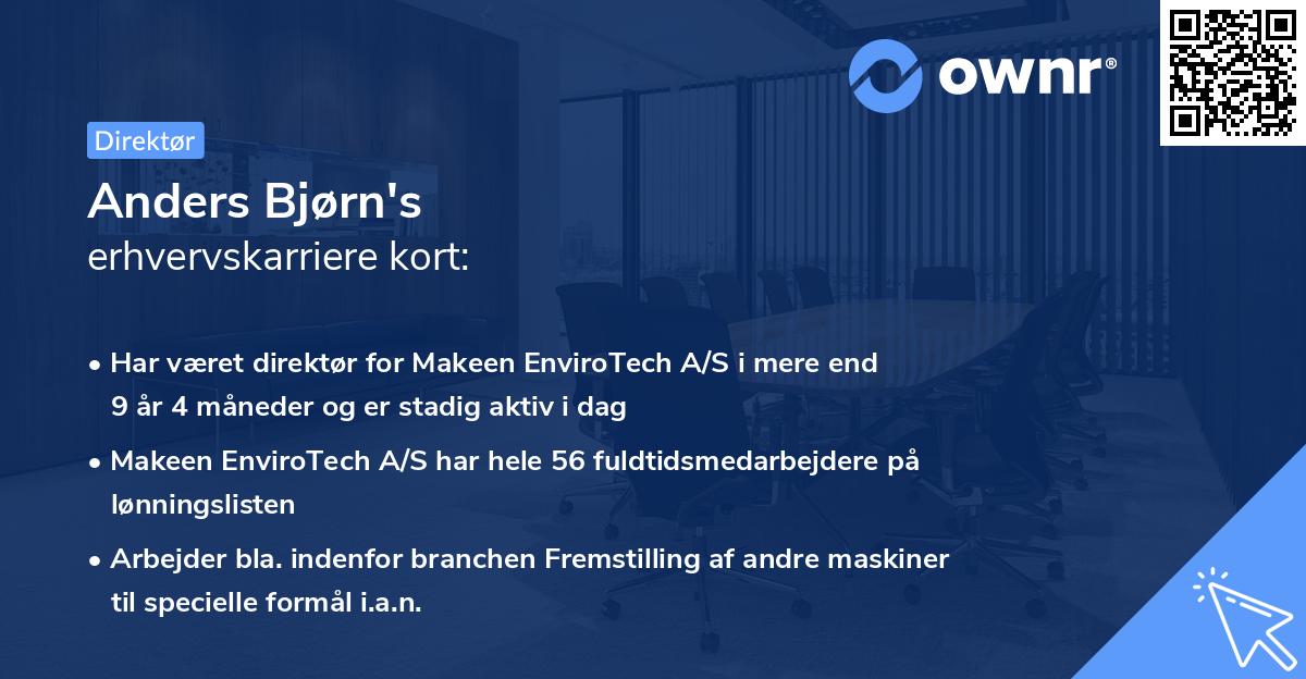 Anders Bjørn's erhvervskarriere kort