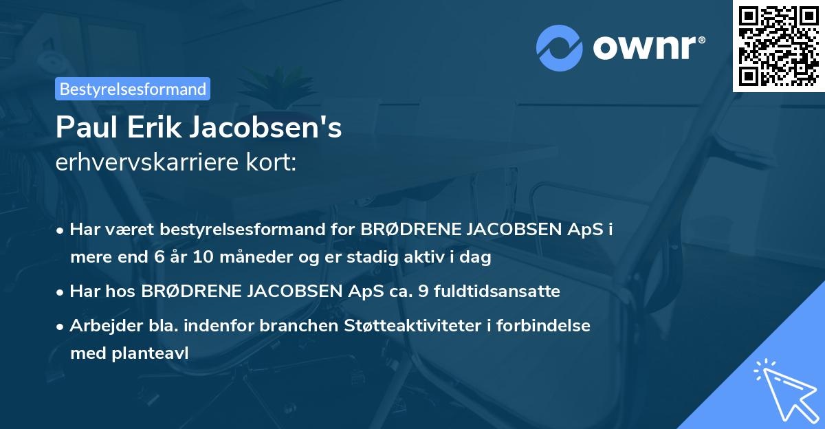 Paul Erik Jacobsen's erhvervskarriere kort