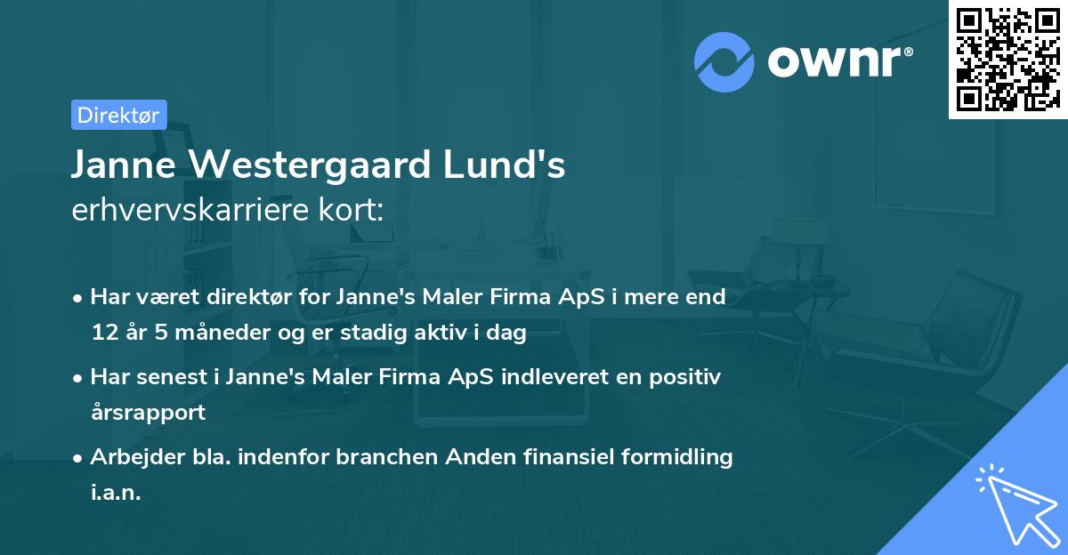 Janne Westergaard Lund's erhvervskarriere kort