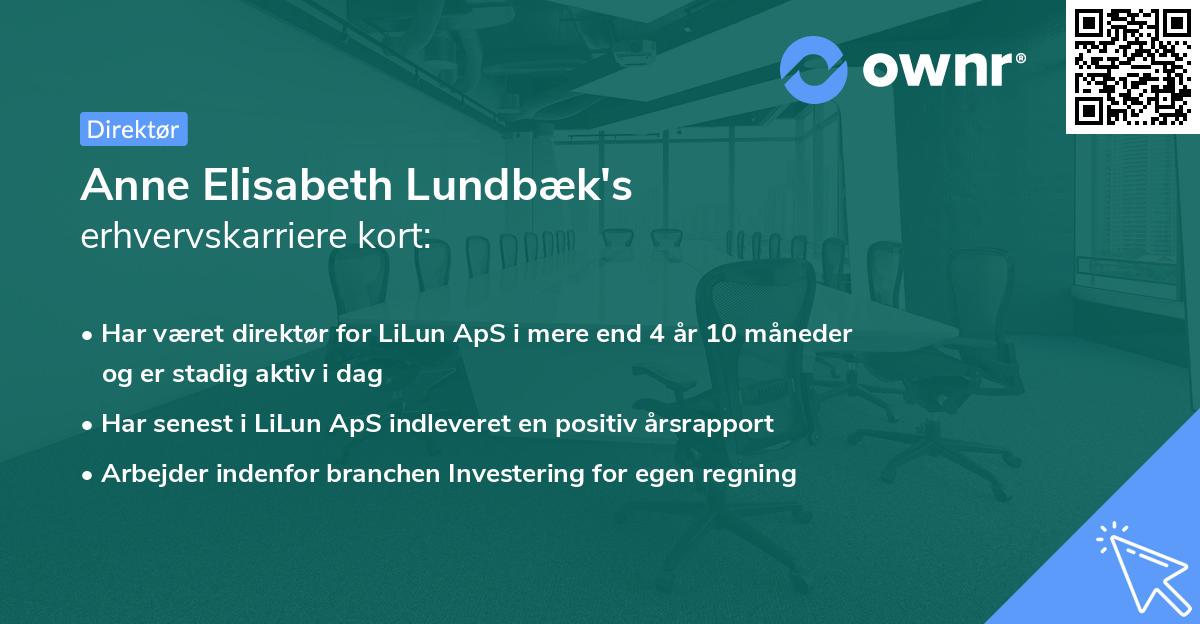 Anne Elisabeth Lundbæk's erhvervskarriere kort
