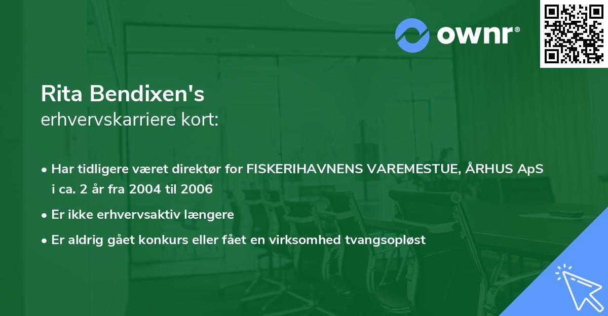 Rita Bendixen's erhvervskarriere kort