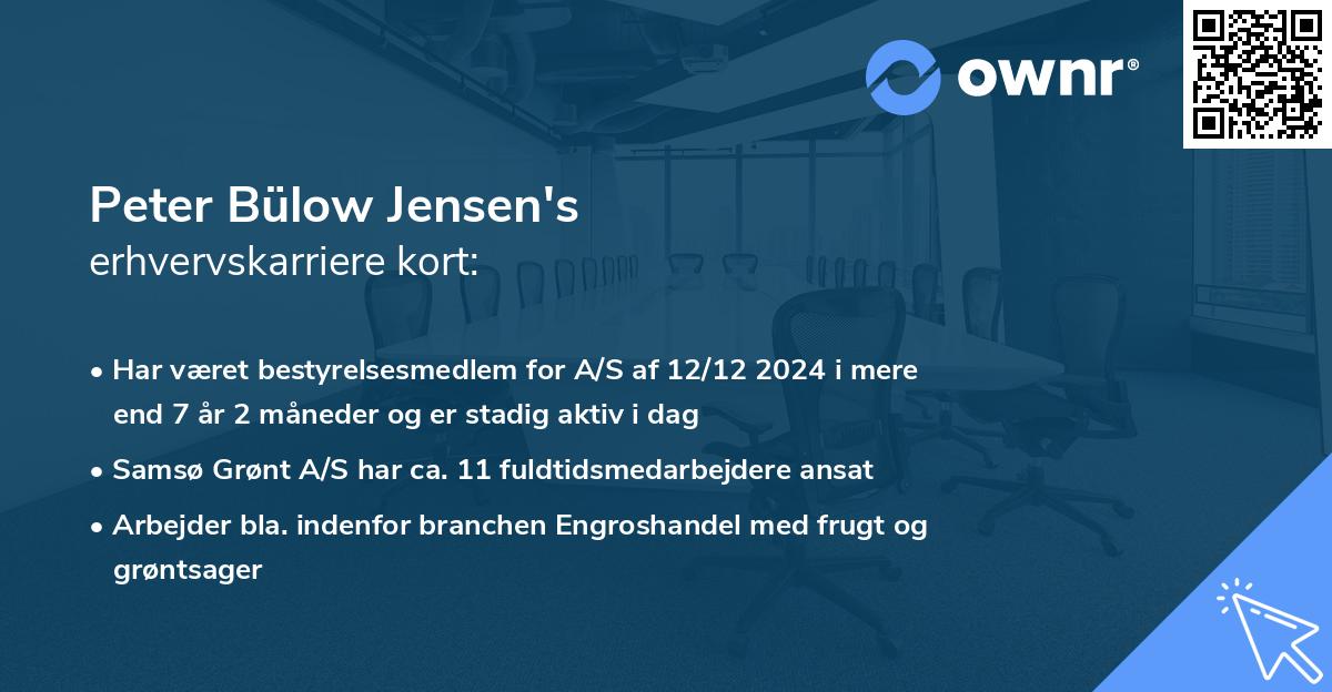 Peter Bülow Jensen's erhvervskarriere kort