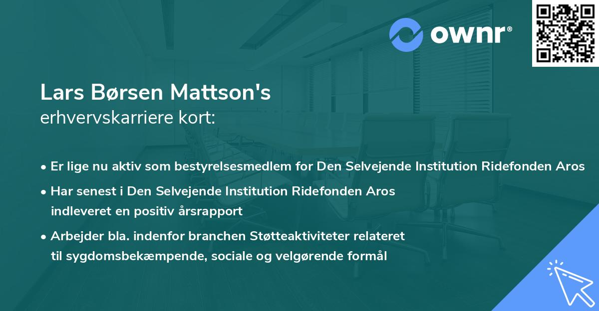 Lars Børsen Mattson's erhvervskarriere kort