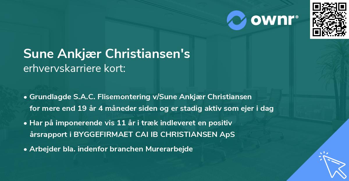 Sune Ankjær Christiansen's erhvervskarriere kort