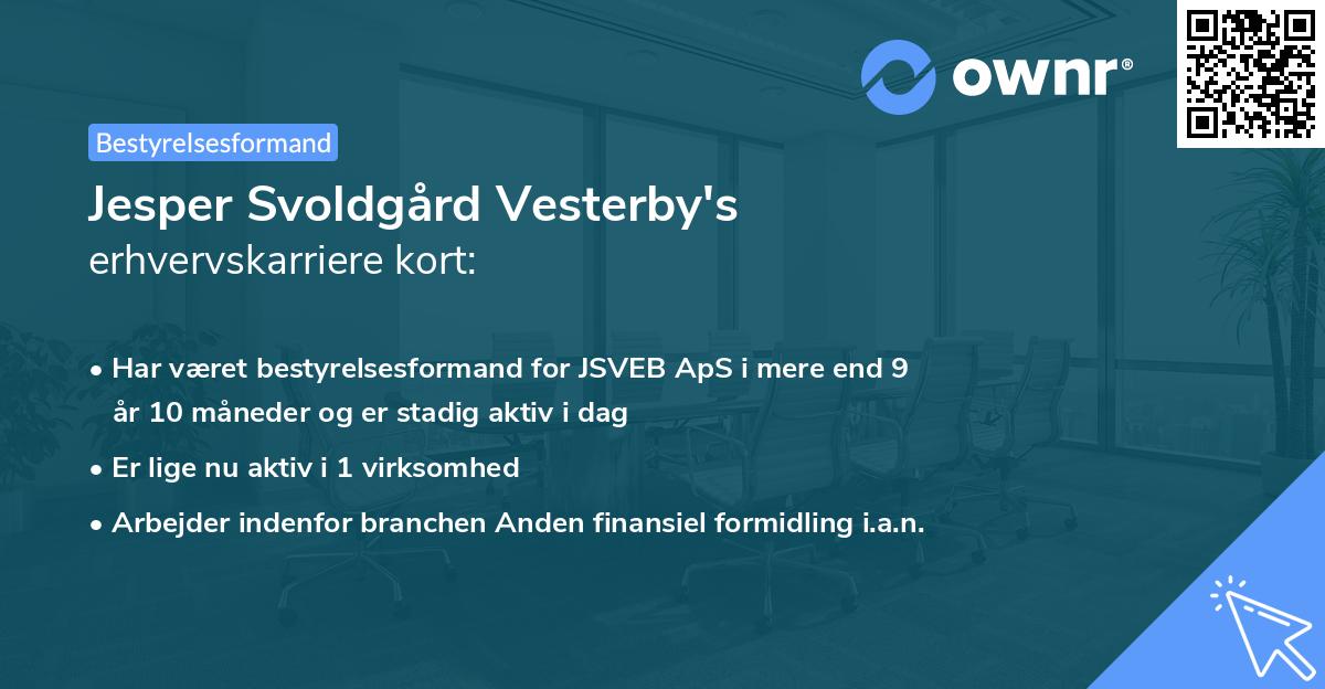 Jesper Svoldgård Vesterby's erhvervskarriere kort