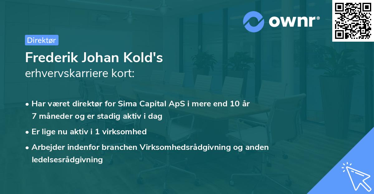 Frederik Johan Kold's erhvervskarriere kort