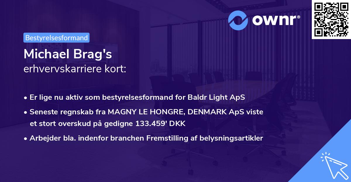 Michael Brag's erhvervskarriere kort