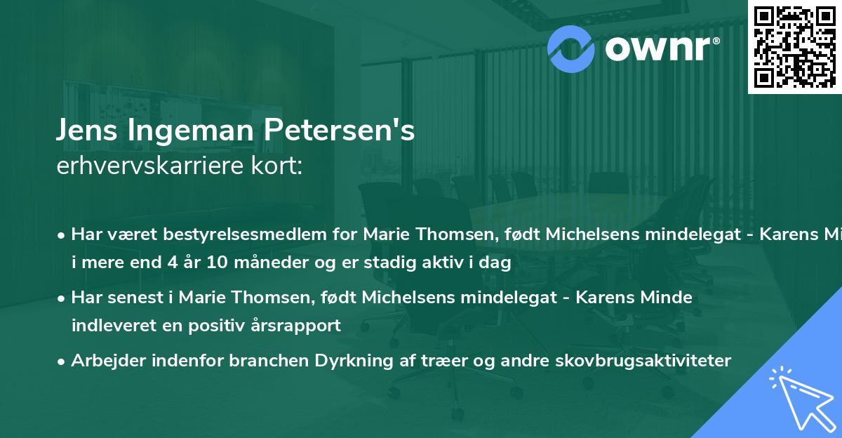 Jens Ingeman Petersen's erhvervskarriere kort