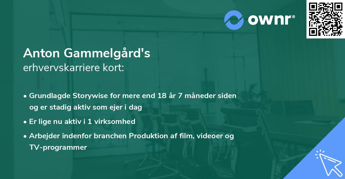 Anton Gammelgård's erhvervskarriere kort