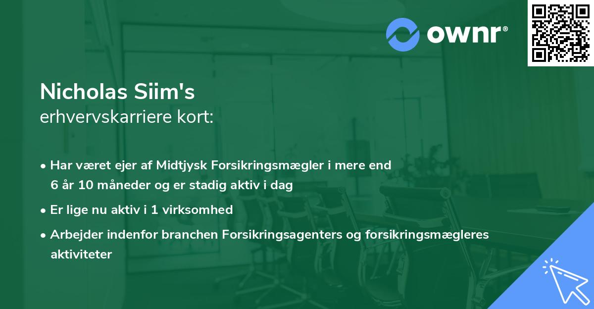 Nicholas Siim's erhvervskarriere kort