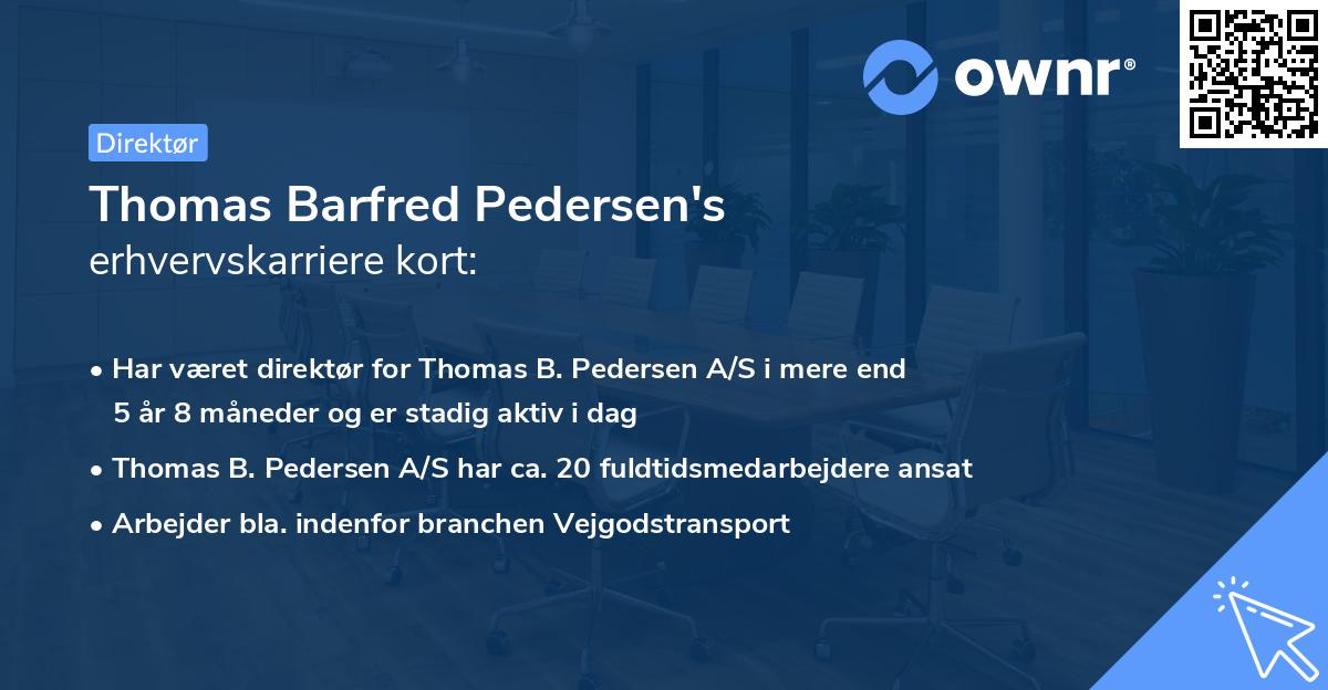 Thomas Barfred Pedersen's erhvervskarriere kort