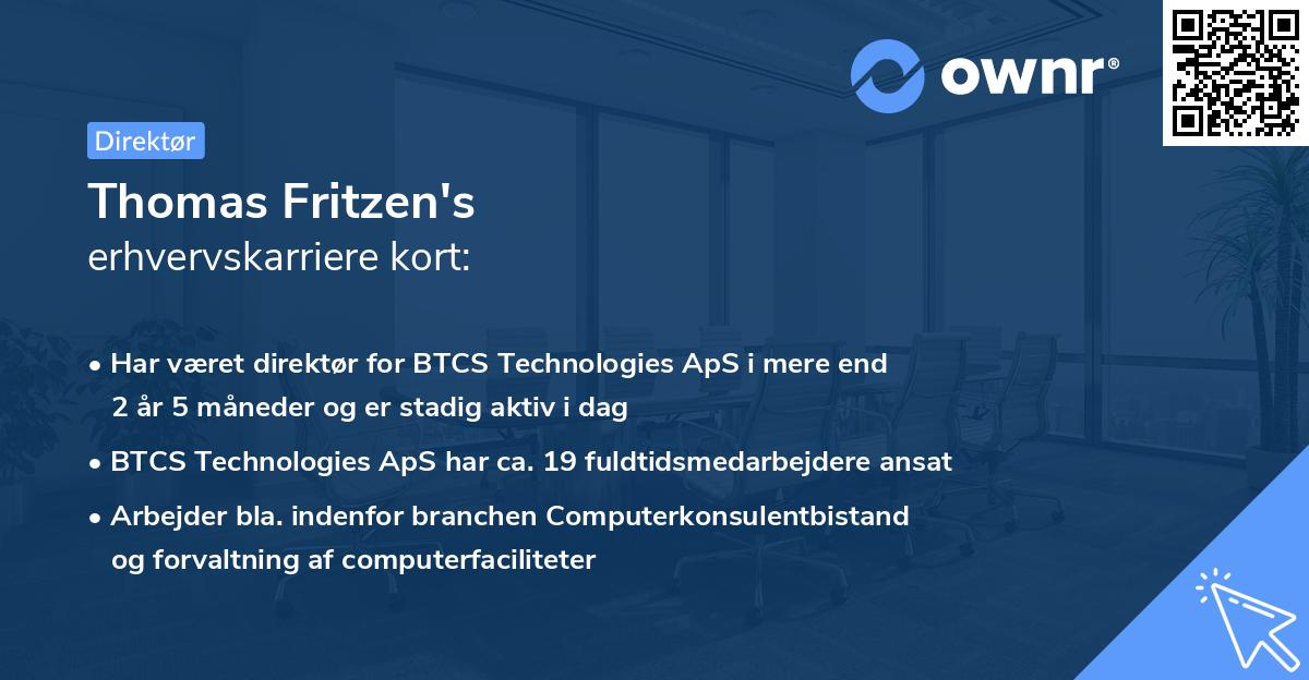 Thomas Fritzen's erhvervskarriere kort