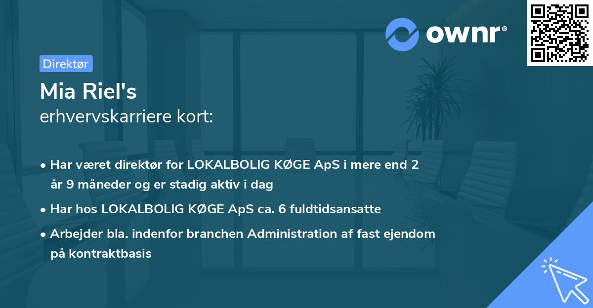 Mia Riel's erhvervskarriere kort