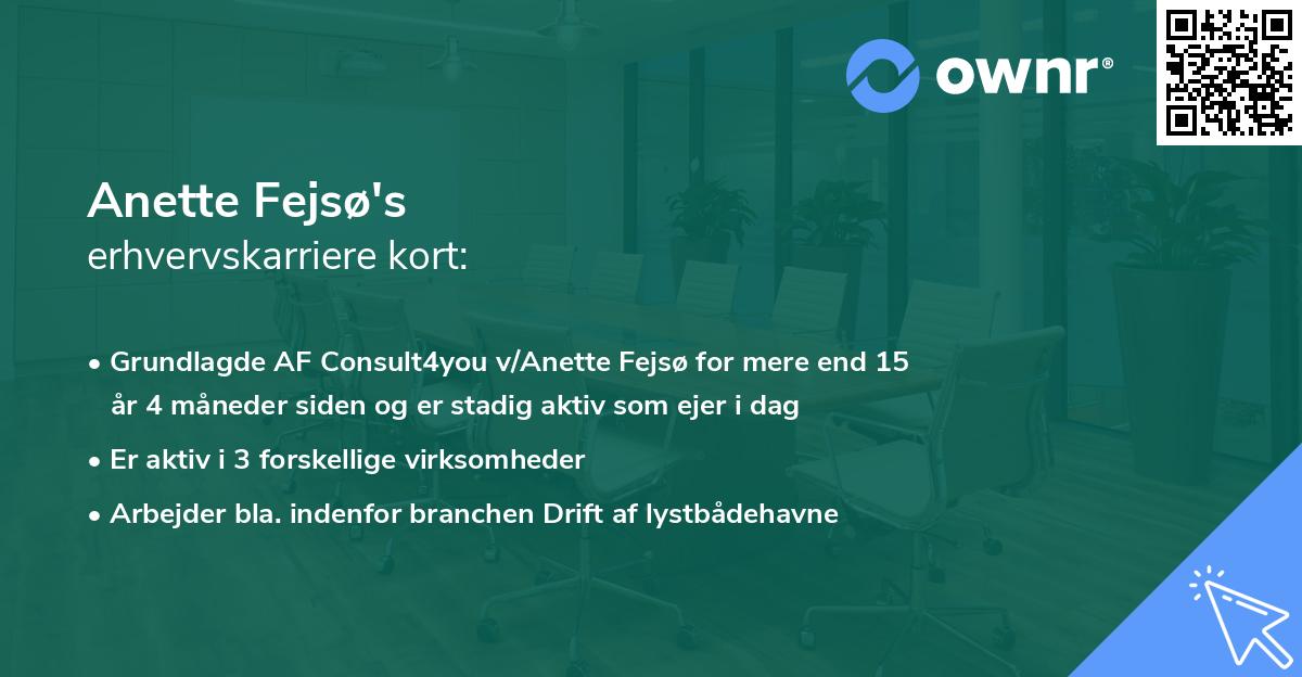 Anette Fejsø's erhvervskarriere kort