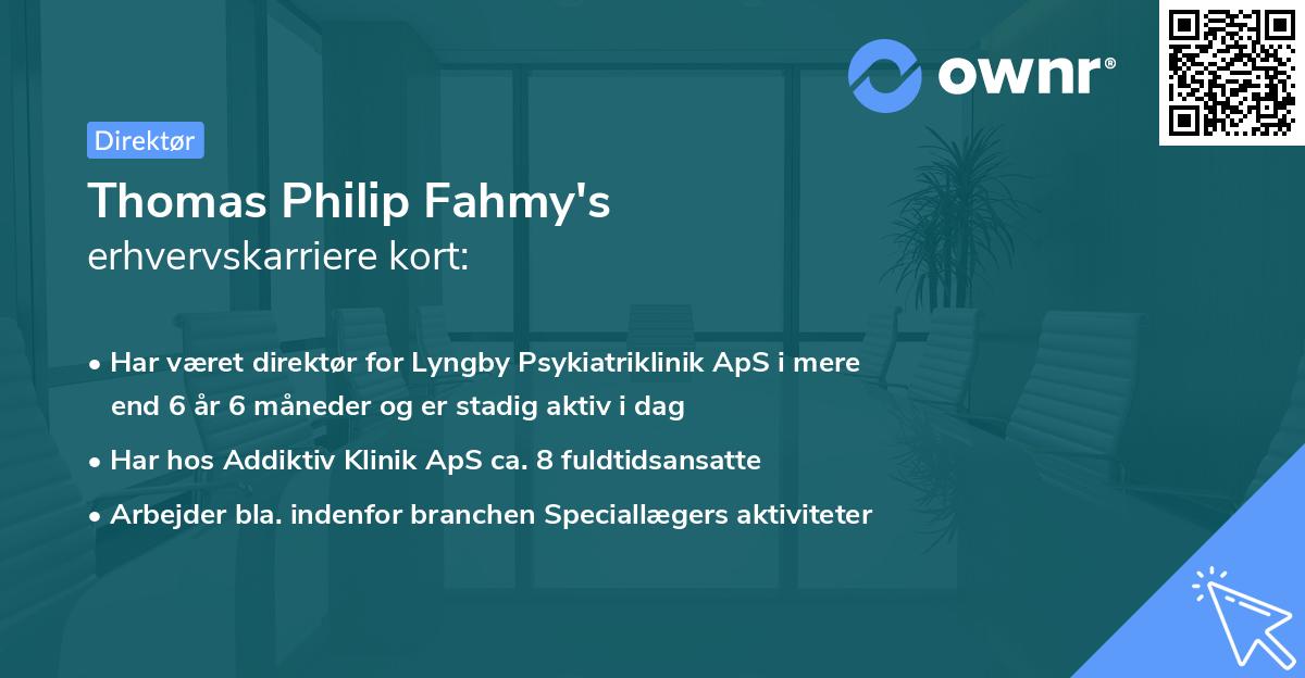 Thomas Philip Fahmy's erhvervskarriere kort