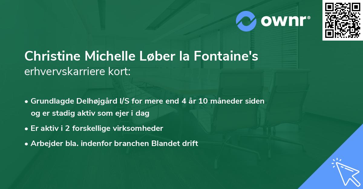 Christine Michelle Løber la Fontaine's erhvervskarriere kort