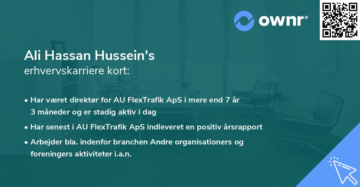 Ali Hassan Hussein's erhvervskarriere kort