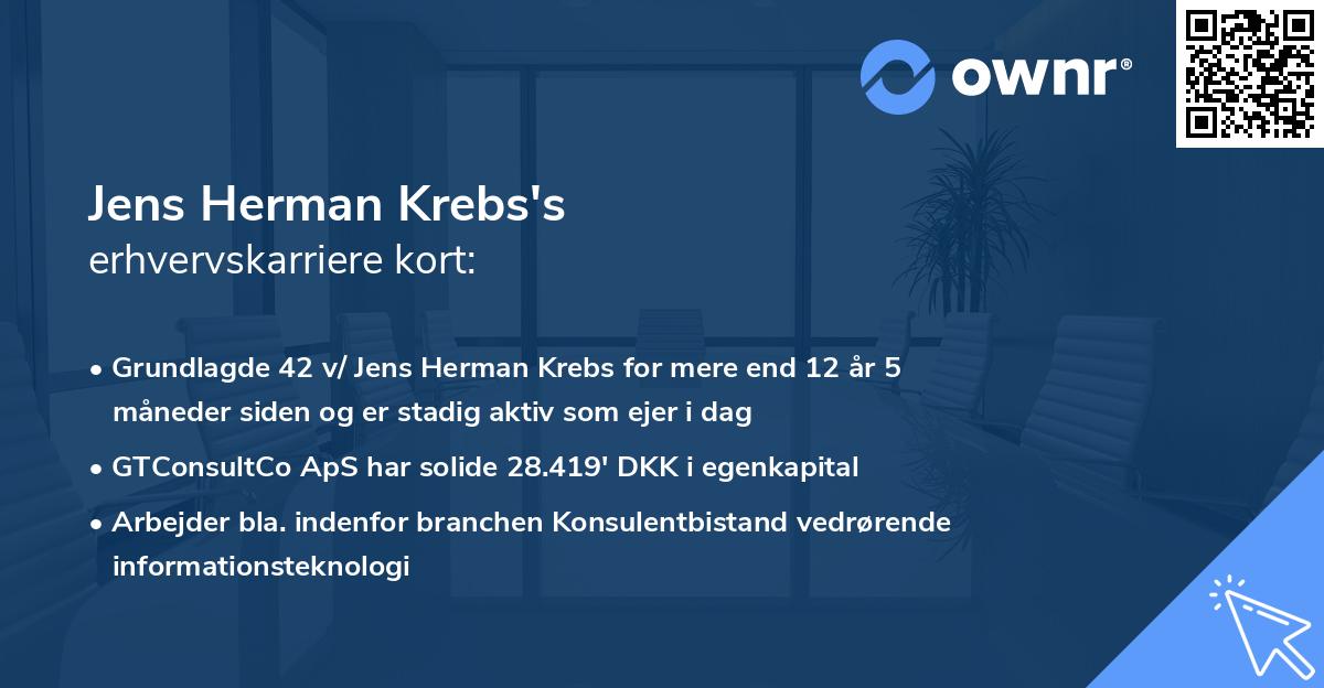 Jens Herman Krebs's erhvervskarriere kort