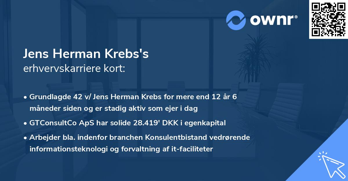 Jens Herman Krebs's erhvervskarriere kort