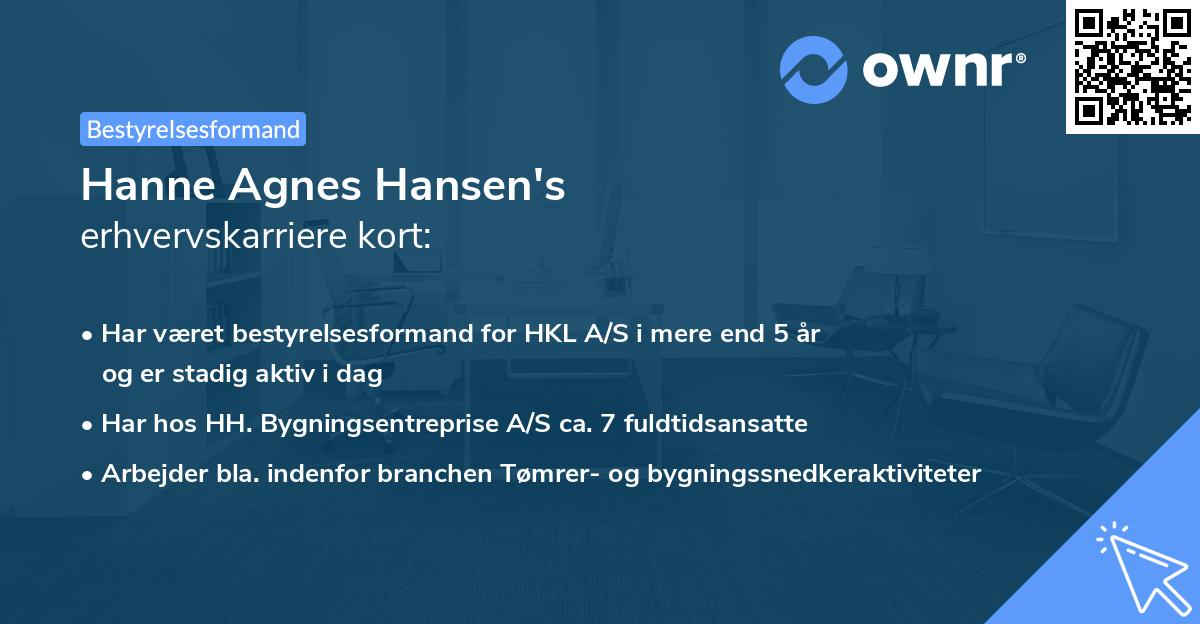 Hanne Agnes Hansen's erhvervskarriere kort