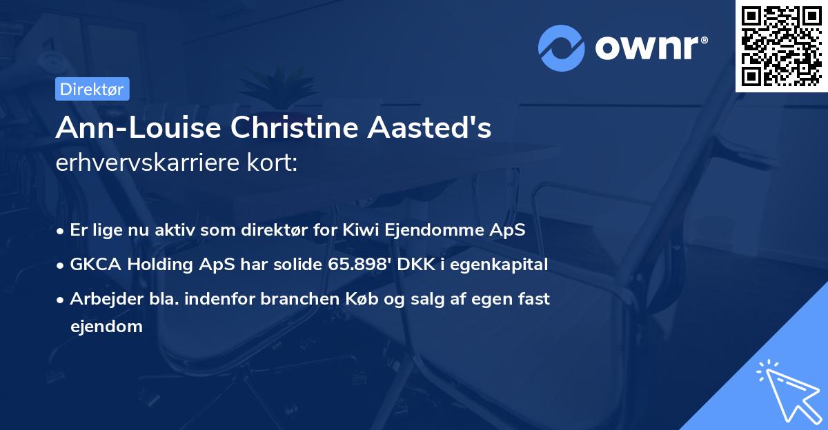 Ann-Louise Christine Aasted's erhvervskarriere kort