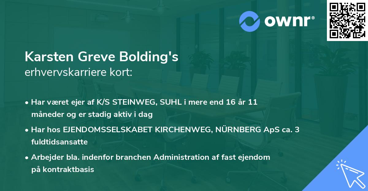Karsten Greve Bolding's erhvervskarriere kort