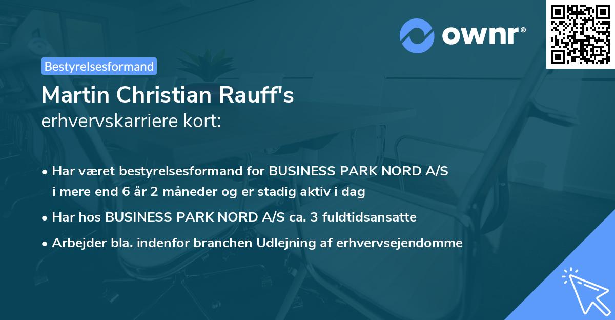 Martin Christian Rauff's erhvervskarriere kort