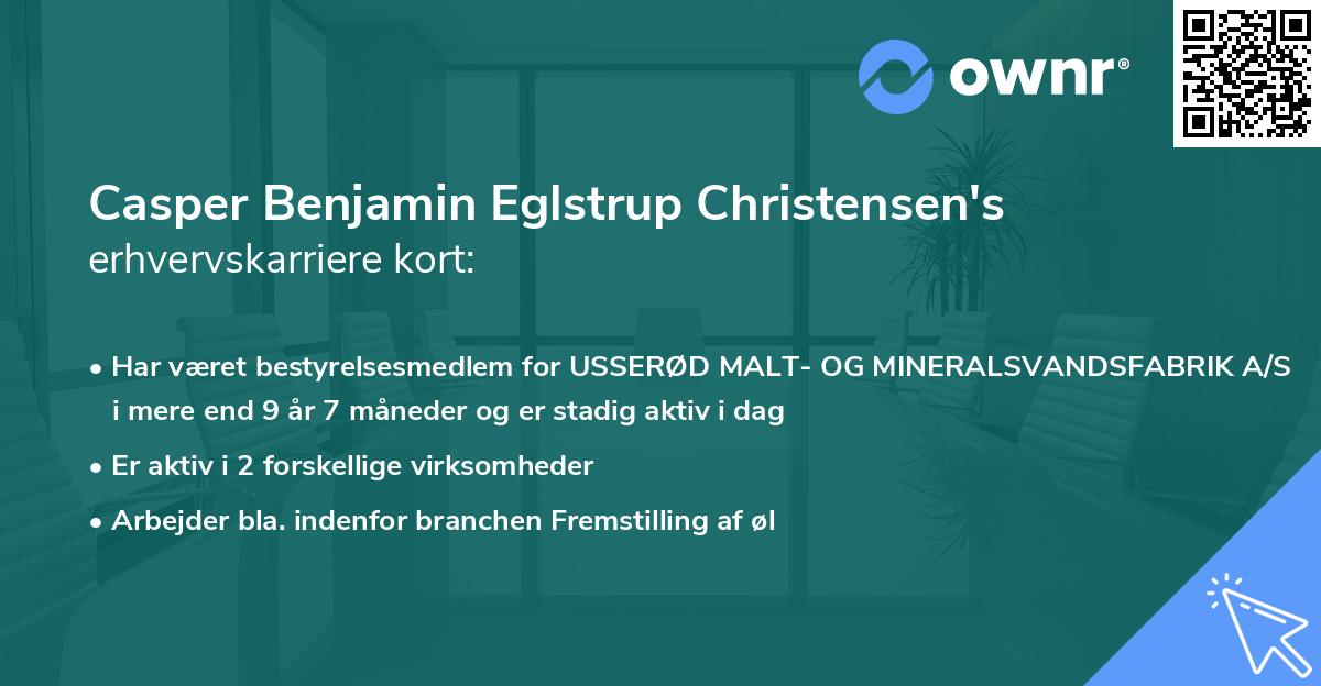 Casper Benjamin Eglstrup Christensen's erhvervskarriere kort