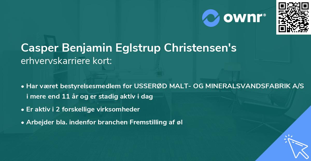 Casper Benjamin Eglstrup Christensen's erhvervskarriere kort