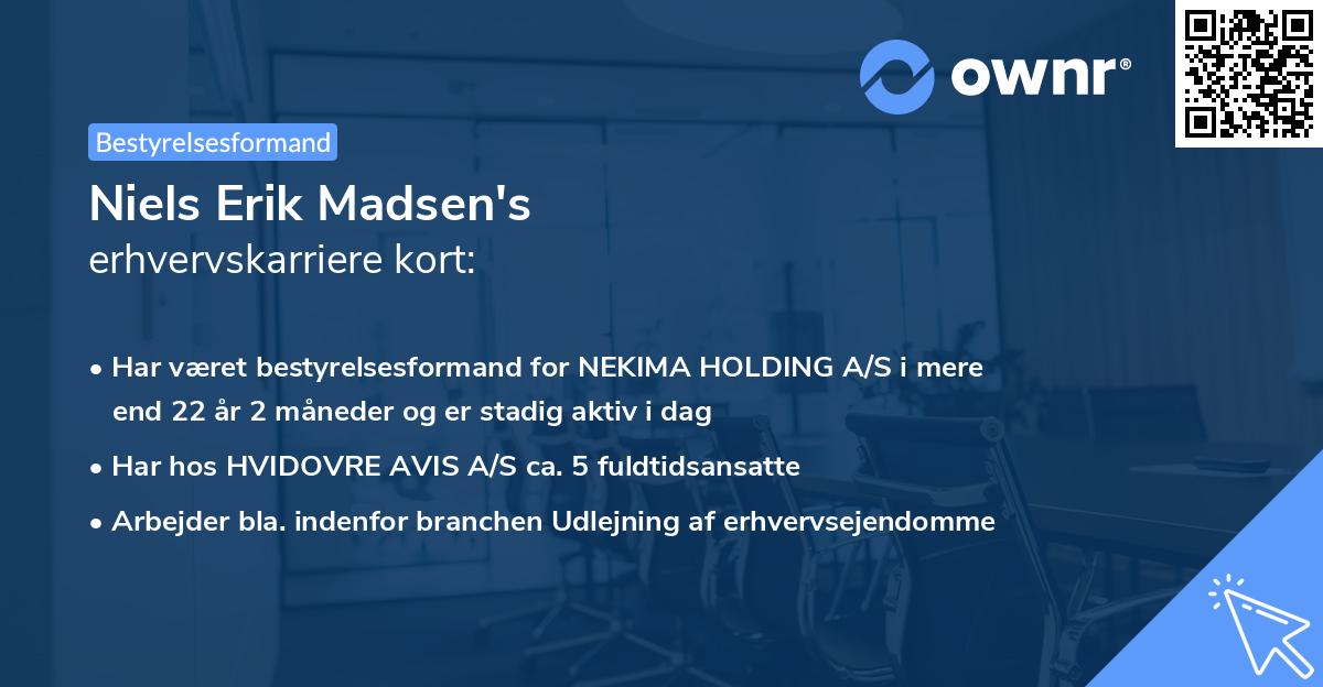 Niels Erik Madsen's erhvervskarriere kort