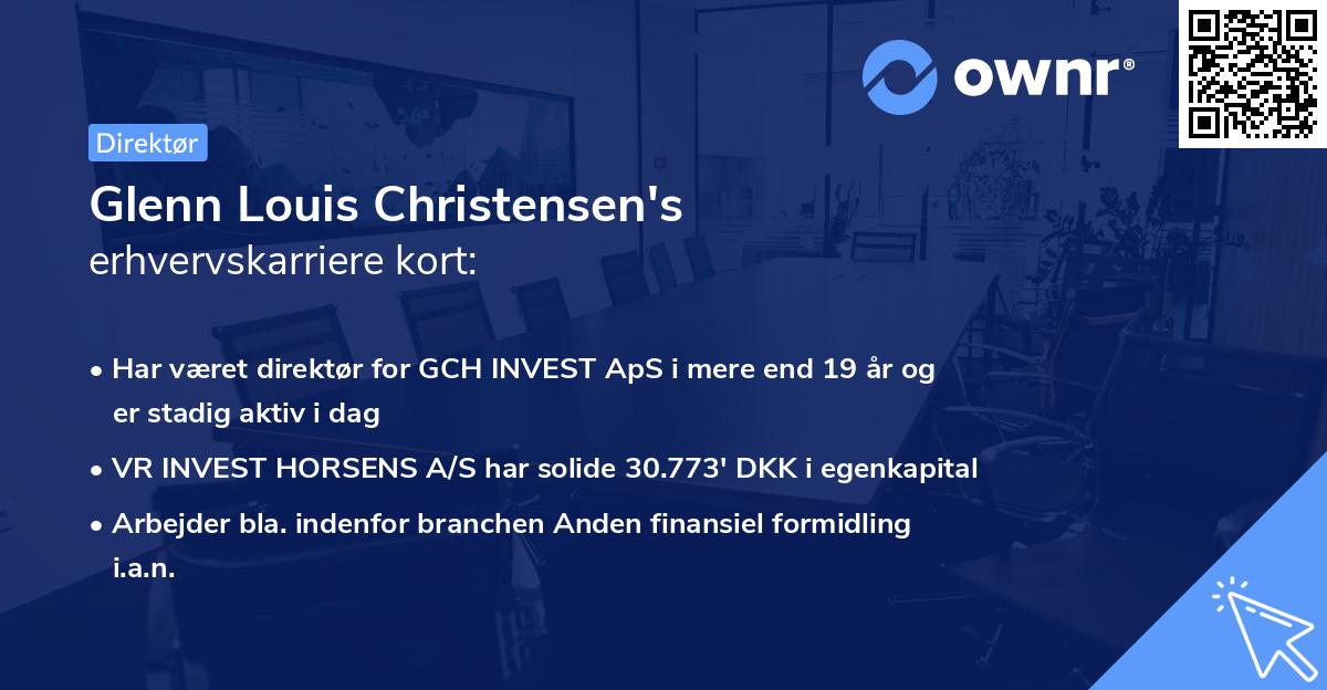 Glenn Louis Christensen's erhvervskarriere kort