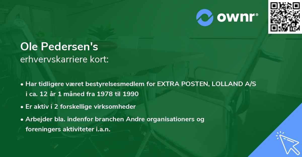 Ole Pedersen's erhvervskarriere kort