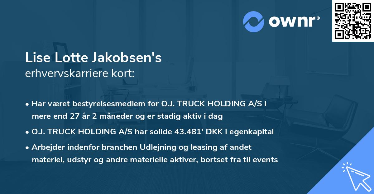 Lise Lotte Jakobsen's erhvervskarriere kort