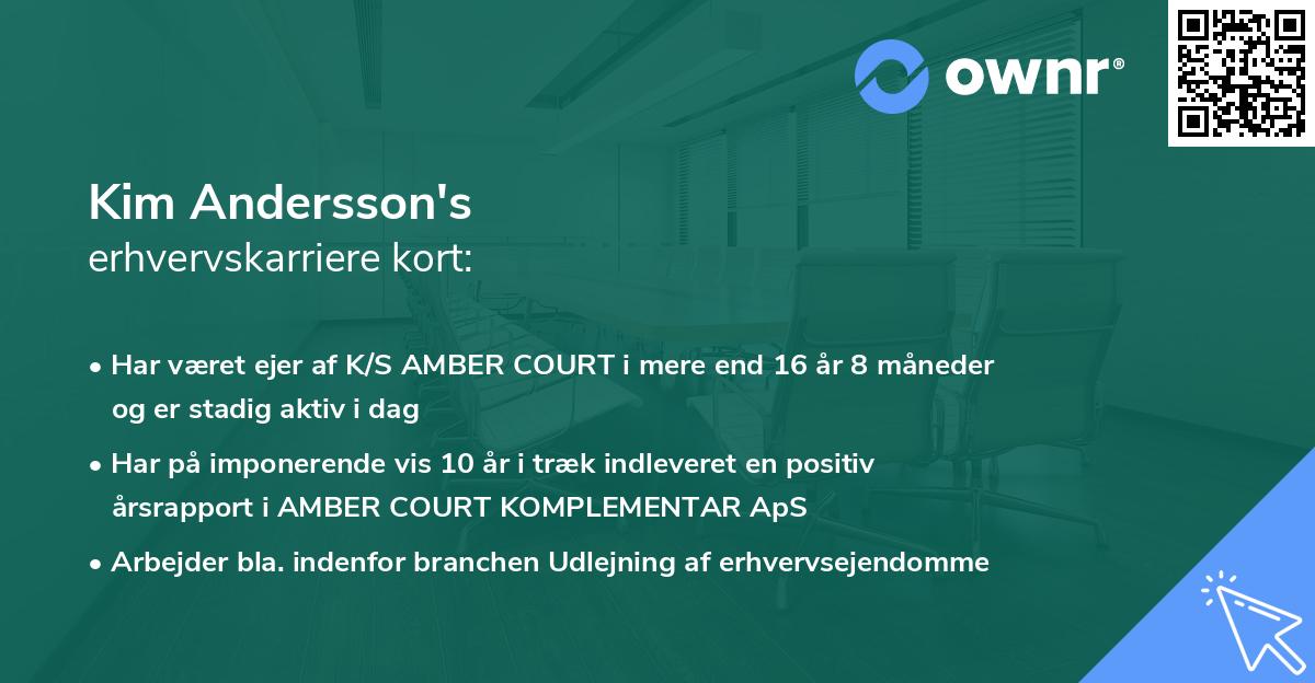 Kim Andersson's erhvervskarriere kort