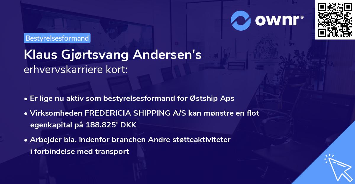 Klaus Gjørtsvang Andersen's erhvervskarriere kort