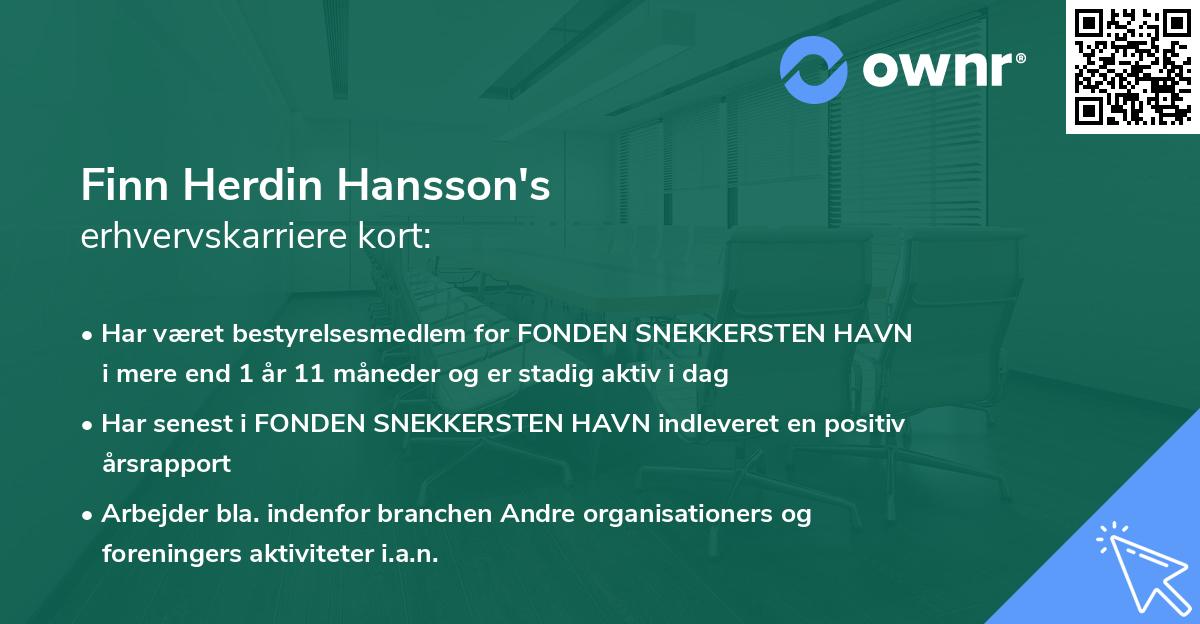 Finn Herdin Hansson's erhvervskarriere kort