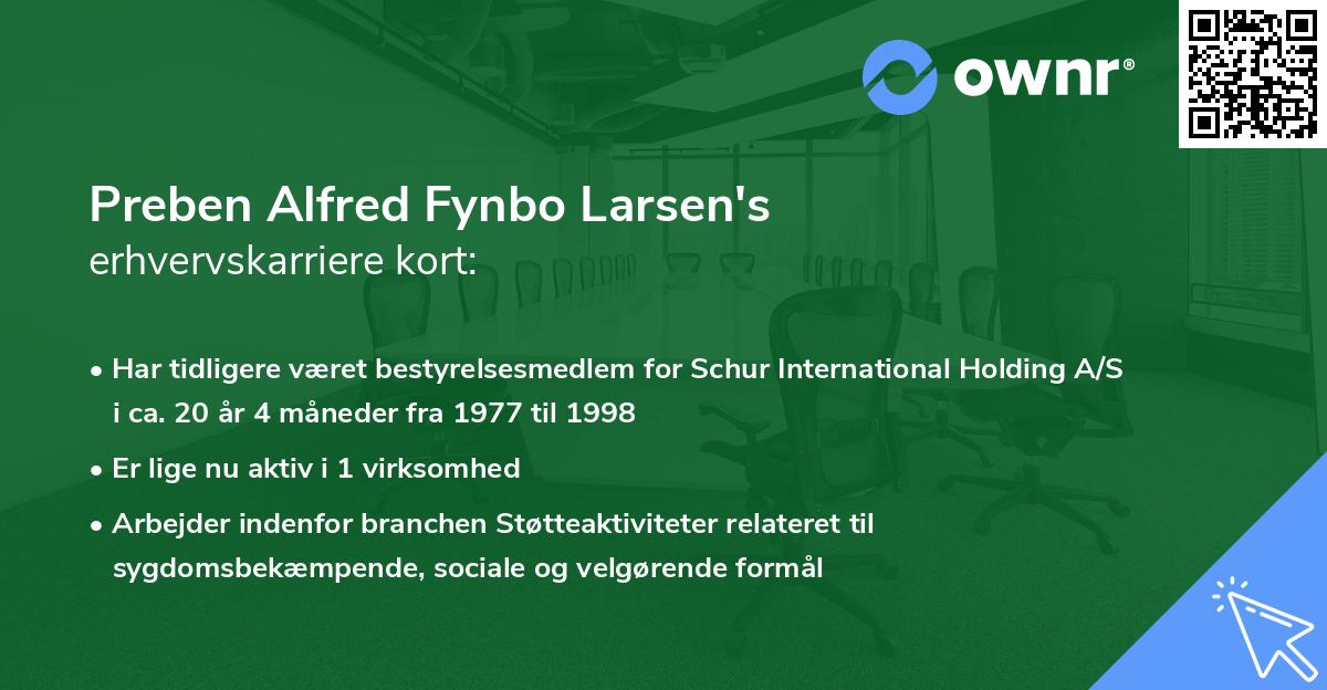 Preben Alfred Fynbo Larsen's erhvervskarriere kort