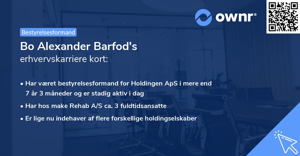 Bo Alexander Barfod's erhvervskarriere kort