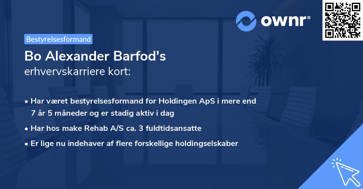 Bo Alexander Barfod's erhvervskarriere kort