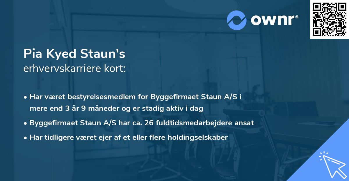 Pia Kyed Staun's erhvervskarriere kort