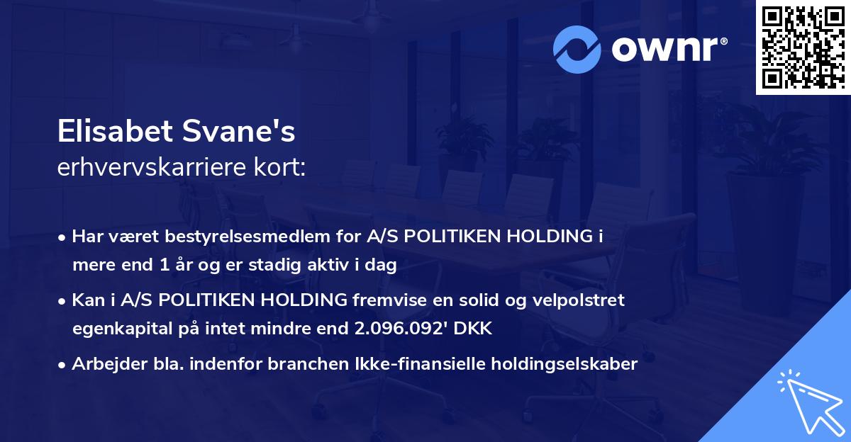 Elisabet Svane's erhvervskarriere kort