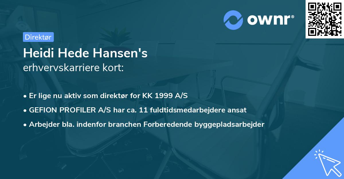 Heidi Hede Hansen's erhvervskarriere kort