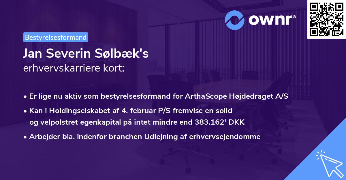 Jan Severin Sølbæk's erhvervskarriere kort