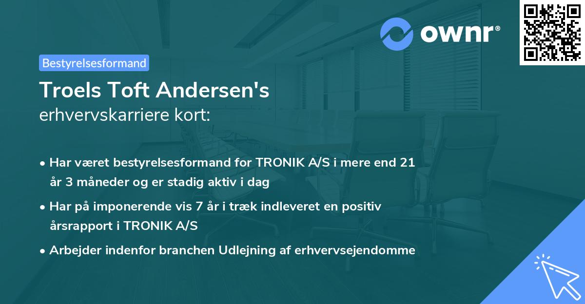 Troels Toft Andersen's erhvervskarriere kort