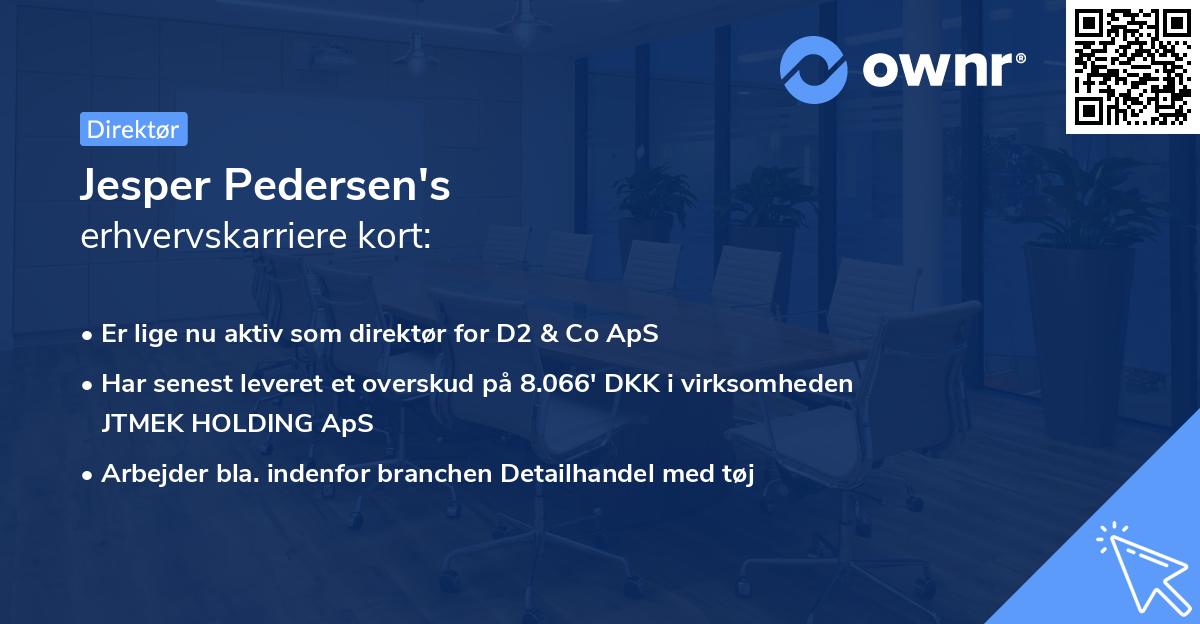 Jesper Pedersen's erhvervskarriere kort